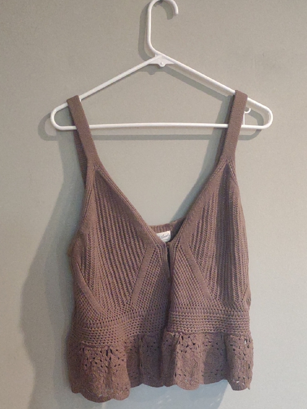 NWT Universal Thread Women's XXL Brown Knit Crop Tank 3 Button Loose Fit Top